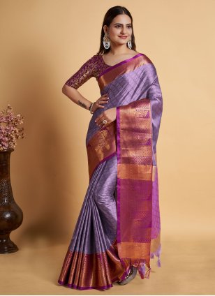 Purple Pink Silk Half Saree - Indian Dresses