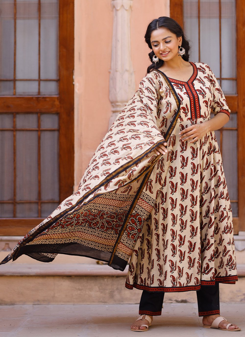 Shilpi Pink Digital Print Anarkali Suit Set – Autumn Lane Clothing