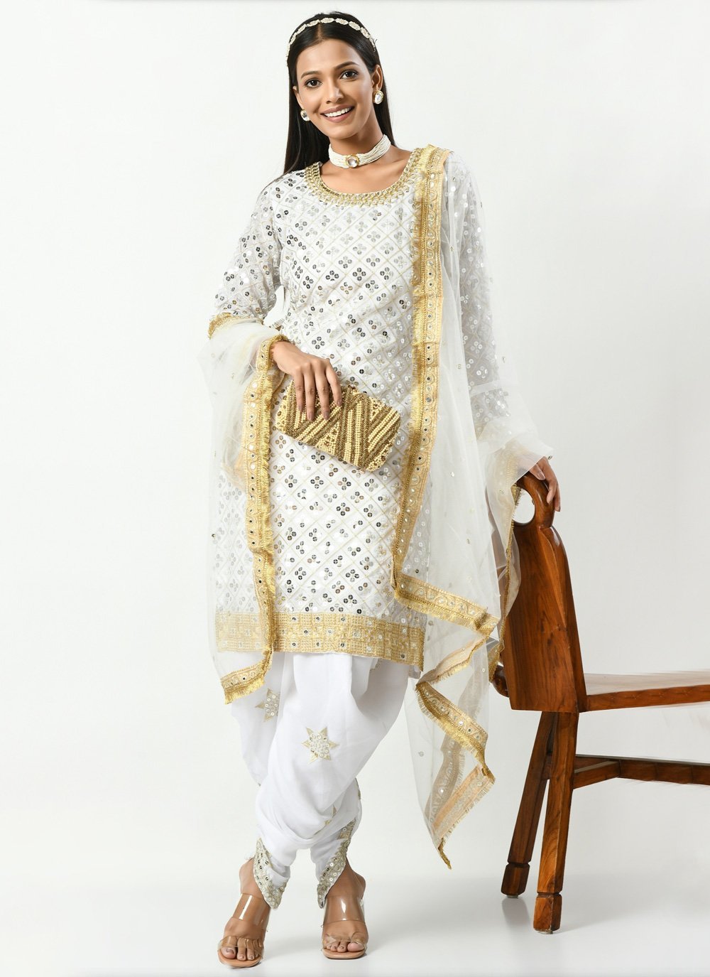 Peach Silk Blend Embroidered Party Wear Salwar Kameez - Vasu Sarees -  4267178