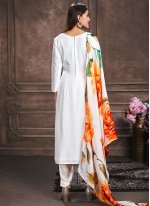 White Muslin Embroidered Salwar suit