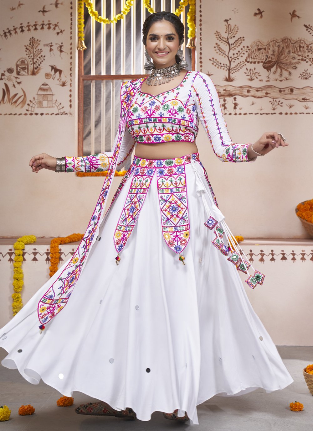 Shop White designer Lehenga Sarees for Women Online | Aza Fashions