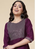 Wine Chinon Embroidered Salwar suit