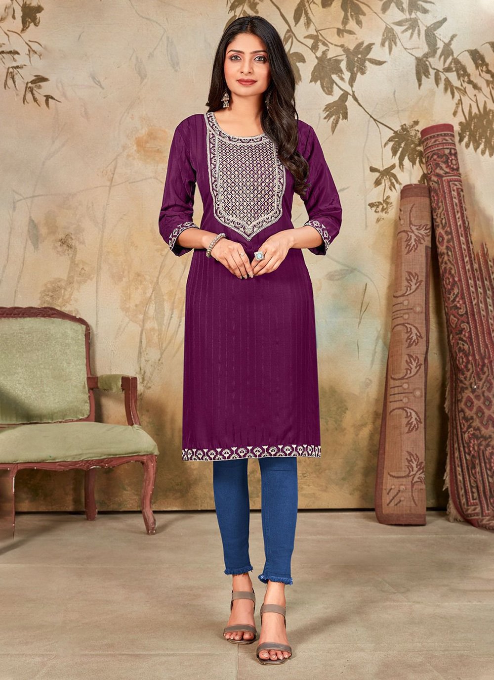 Georgette Embroidered Party Wear Kurtis at Rs 675 | New Items in Surat |  ID: 13599701055