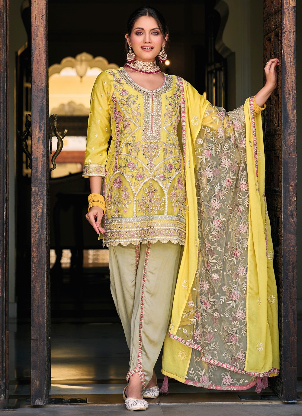 Shop for Elegant Canary Yellow Suit Set - Gillori