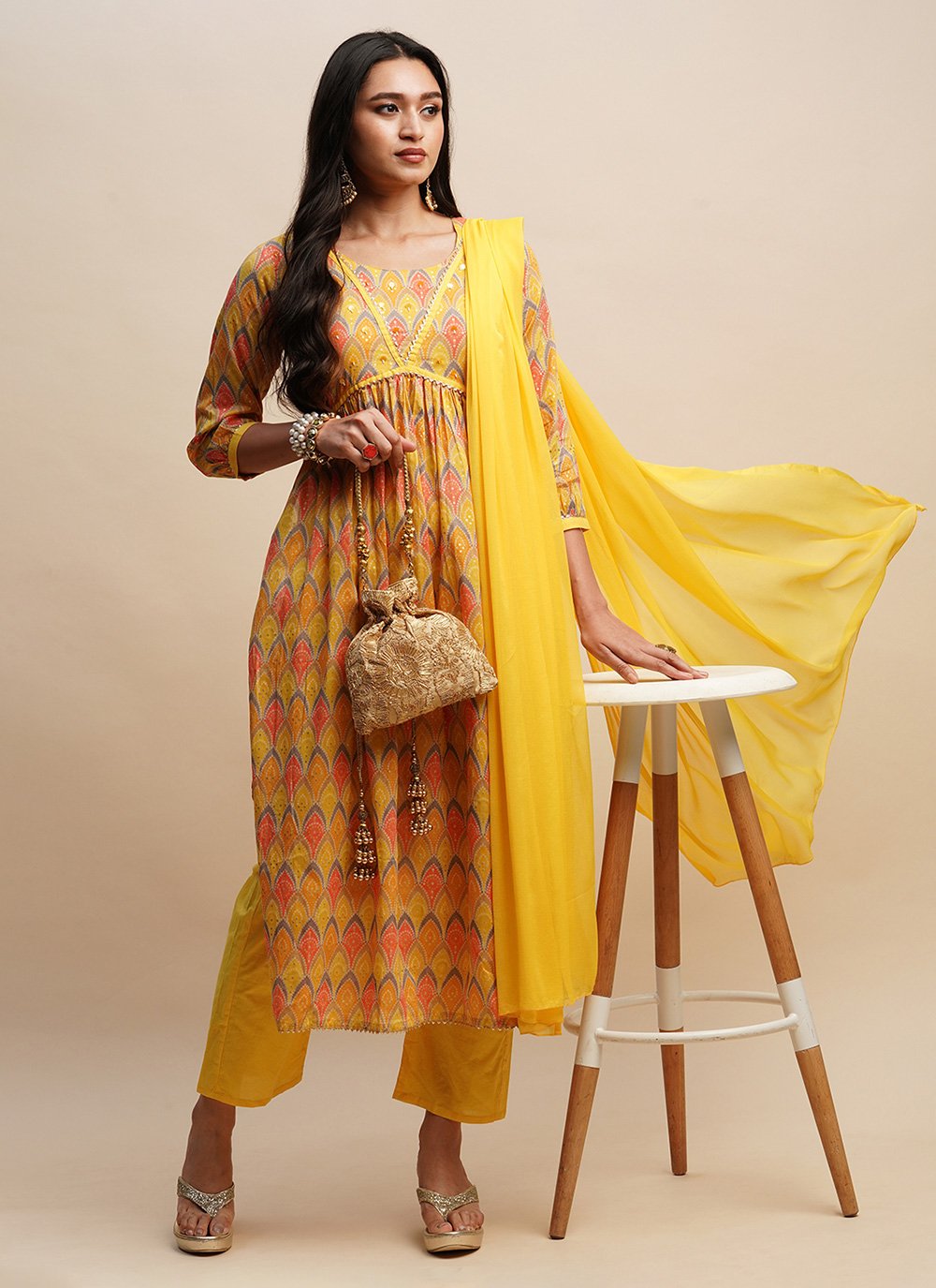 Buy Yellow Cotton Flower Print Pant Style Online : USA -