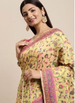 Yellow Cotton  Woven Classic Traditional Sari