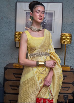 Yellow Patola Silk Hand Work Classic Sari