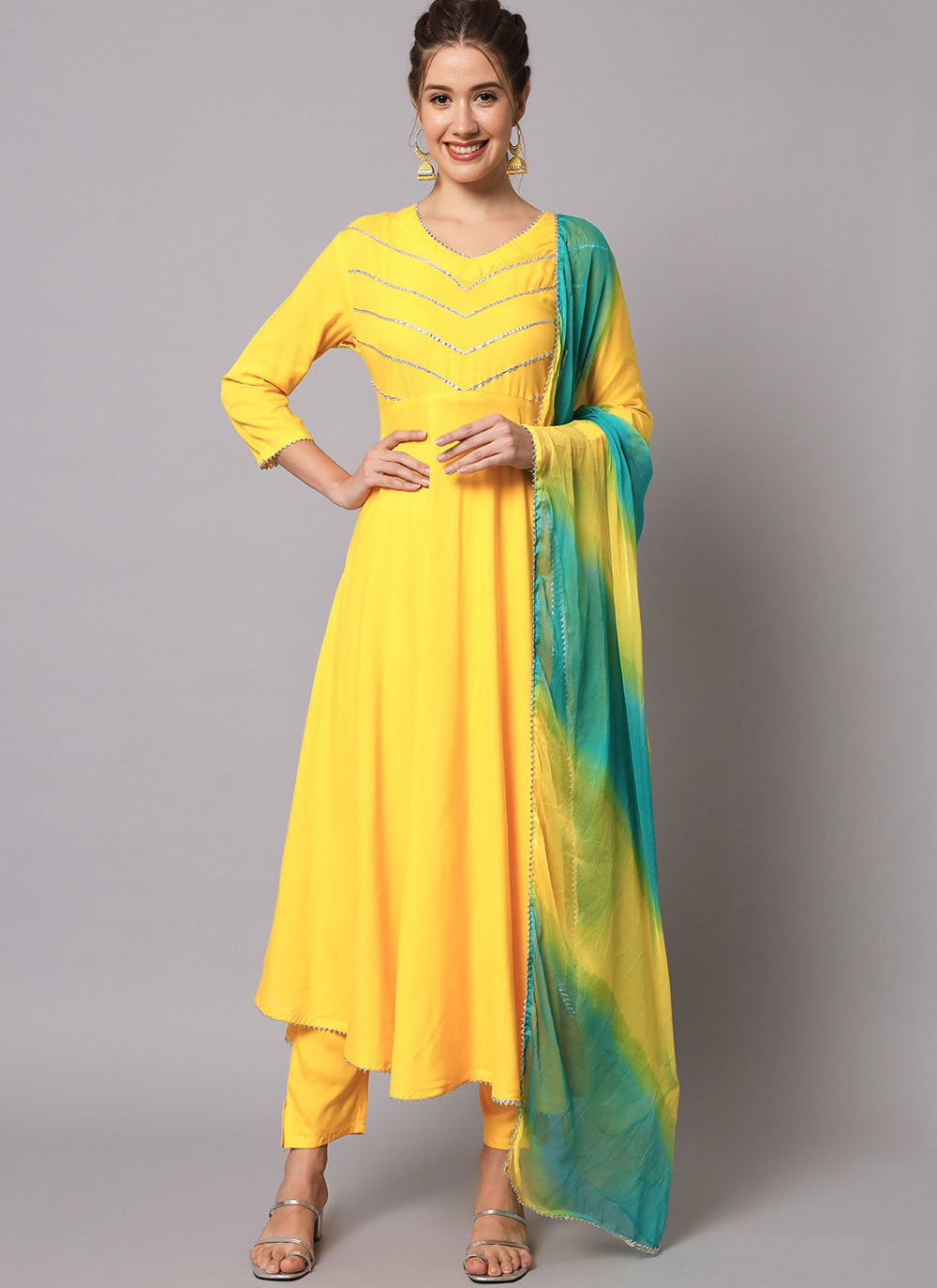 yellow rayon plain salwar suit 95221
