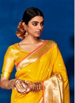 Yellow Silk Border Classic Sari