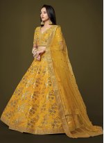 Yellow Designer Silk Embroidered Trendy Lehenga Choli for Wedding