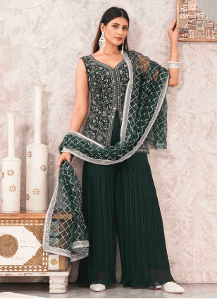Attractive Green Fancy Work work Salwar suit