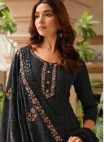 Black Chinon Embroidered Salwar suit