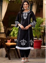 Black Cotton  Embroidered Salwar suit