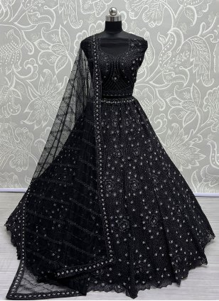 RE - Black Colored Faux Georgette Embroidery Work Lehenga Choli - Latest  Lehengas - New In - Indian