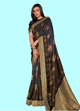 Green Mysore Crepe Saree