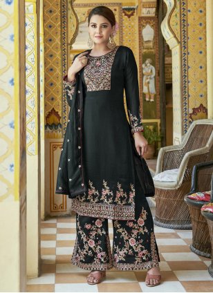 Buy Black Georgette Embroidered Salwar suit - 72266 - New Arrivals