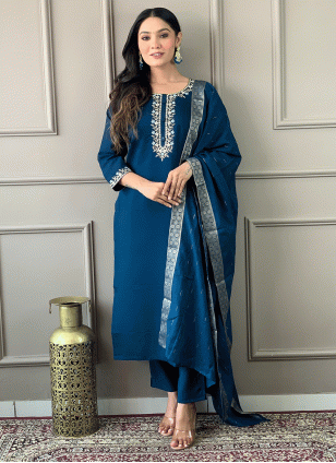 Trending Blue Churidar Designer Salwar Kameez and Blue Churidar Designer Salwar Suits online shopping