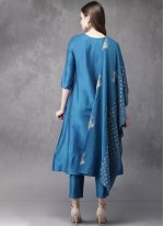 Blue Cotton  Embroidered Trendy Salwar Suits