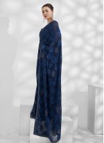 Blue Jacquard Swarovski Trendy Sari
