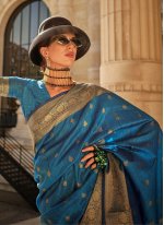 Blue Silk Weaving Designer Saree