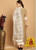 Brown Chanderi Embroidered Readymade Salwar Suits