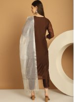 Brown Chanderi Embroidered Salwar suit