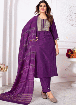 Captivating Purple work Salwar suit