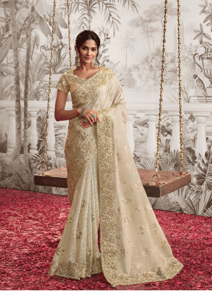 color Georgette Traditional Saree with Embroidered work