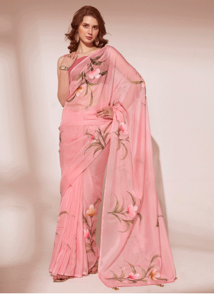 color Organza Traditional Saree with Printed work