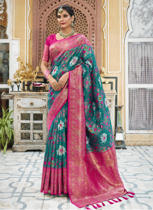 color Patola Silk Traditional Saree with Weaving work