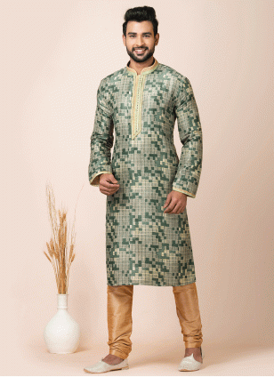 Cotton  Kurta Payjama in Multi Colour for Men