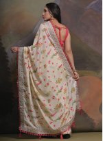 Cream Chinon Border Trendy Sari