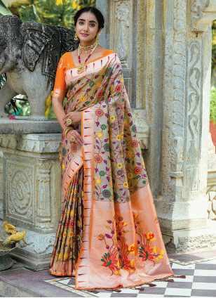 Embroidered work color fabric Embroidered Traditional Saree