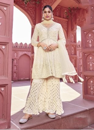 Georgette Embroidered Salwar suit in White