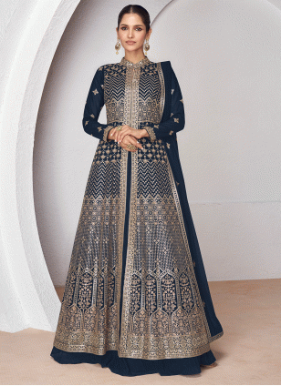 Glorious Georgette Sequins Gown