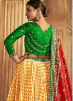 Green and Yellow Silk Embroidered Trendy Chaniya Choli