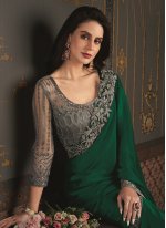 Green Chiffon Border Trendy Sari