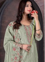 Green Chinon Embroidered Salwar suit