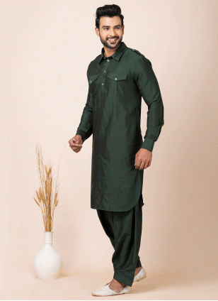Green color Viscose Pathani Suit