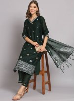 Green Cotton  Woven Salwar suit