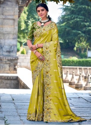 Green Fancy Fabric Embroidered Classic Saree
