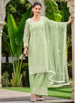 Green Net Cord Work Trendy Salwar Kameez