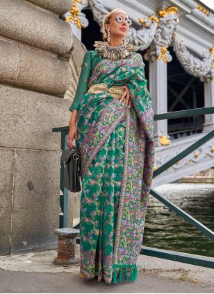 Green Organza Weaving Trendy Sari
