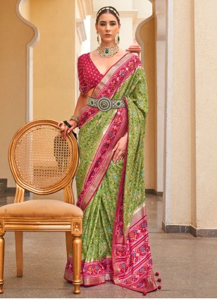 Green Patola Silk Patola Print Classic Sari
