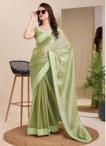 Green Silk Embroidered Contemporary Saree