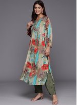 Green Silk Embroidered Trendy Salwar Suits