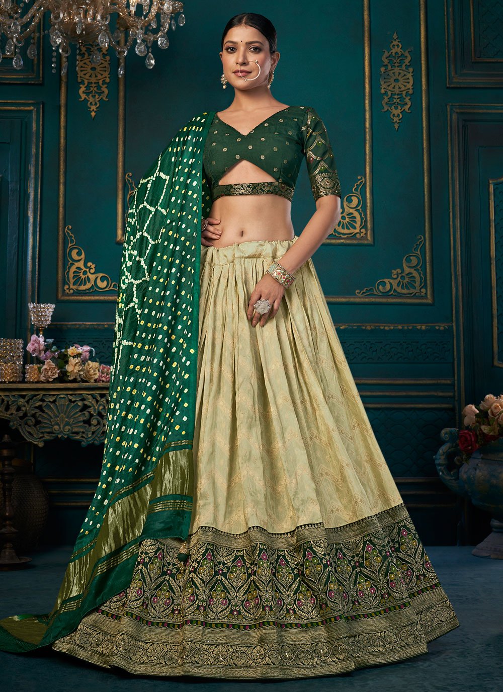 Green - Bridal - Lehenga Cholis: Buy Indian Lehenga Outfits Online | Utsav  Fashion