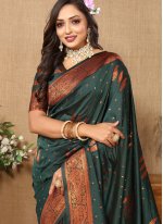 Green Silk Weaving Classic Sari