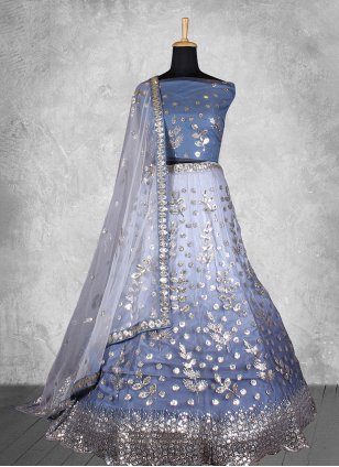 Lehenga Choli Online Grey & Navy Blue Embroidered Indian Lehenga Choli –  Lady India