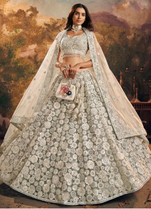 Bridal Wedding Lehenga Set Pink Silver With Hand Embroidery Work INS43 –  Siya Fashions